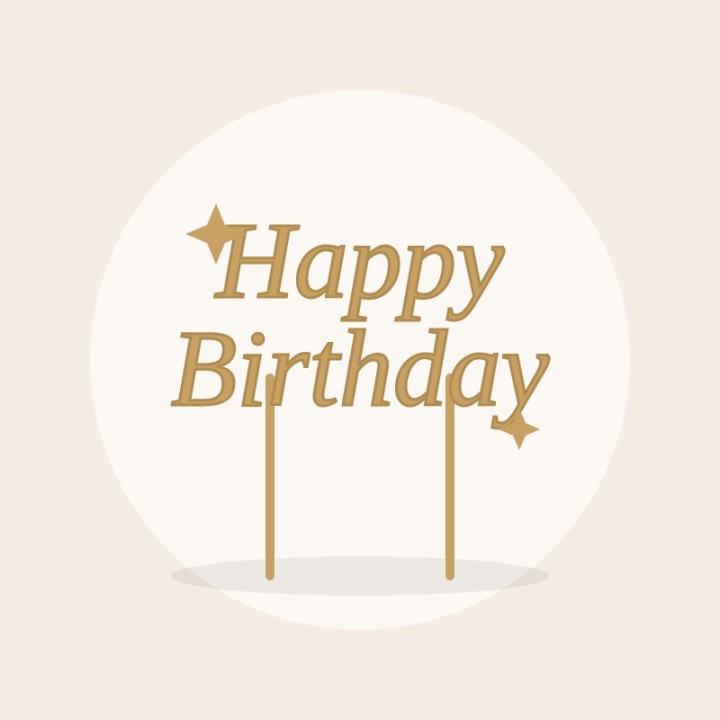Tortentopper „Happy Birthday“ gold | Yufka